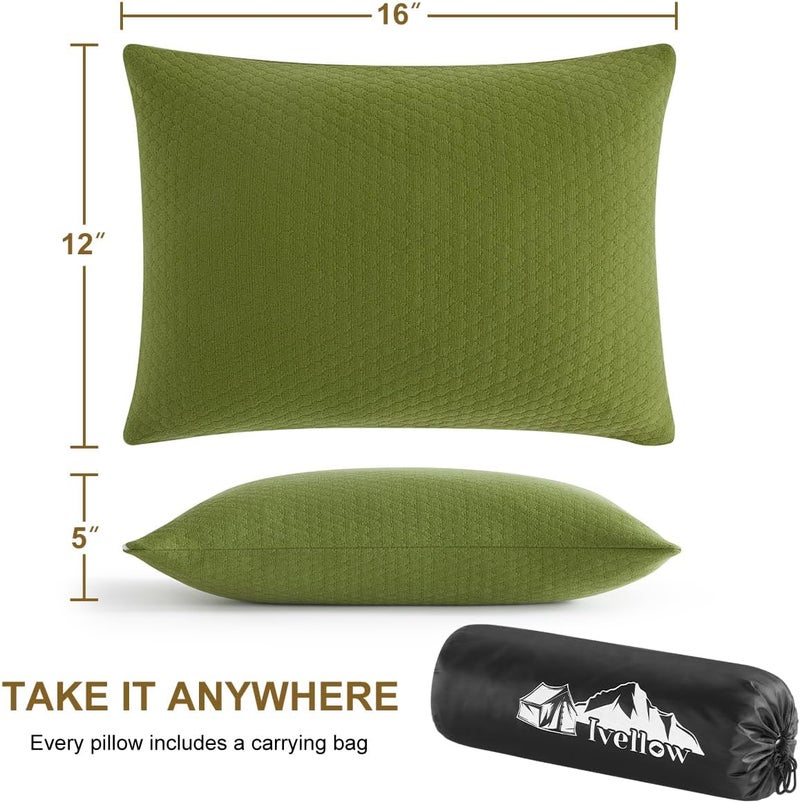 Ivellow Memory Foam Travel Pillow - Compact, Lightweight, Breathable & Hypoallergenic - Adults & Kids - Camping, Hiking, Travel - Avocado Green - Image 4